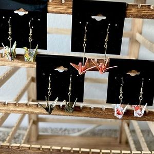 Origami crane earrings